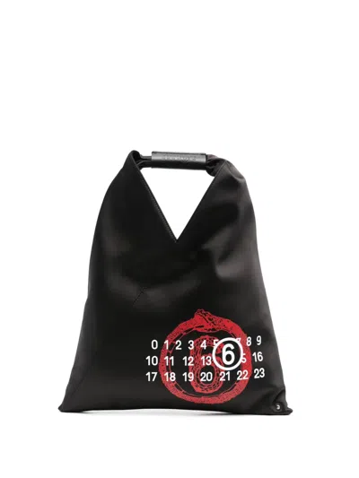 Mm6 Maison Margiela Year Of The Snake Japanese Small Tote Bag In Black