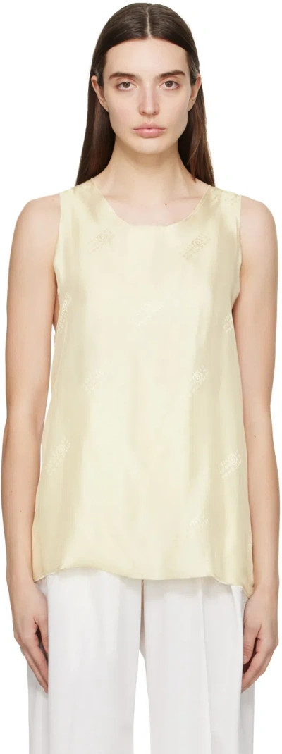 Mm6 Maison Margiela Yellow & White Raw Edge Tank Top In 962 Pale Yellow