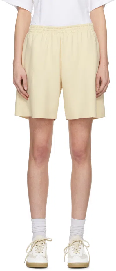 Mm6 Maison Margiela Yellow Embroidered Shorts In 169 Post It Yellow