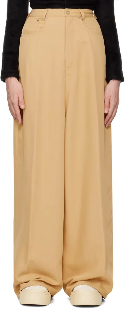 Mm6 Maison Margiela Yellow Fluid Viscose Twill 5 Pocket Trousers In 113 Yellow