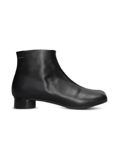 Mm6 Maison Margiela Kids' Zip-detail Square-toe Boots In Black