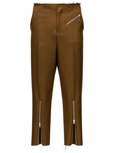 Mm6 Maison Margiela Zip-detail Tailored Trousers In Brown