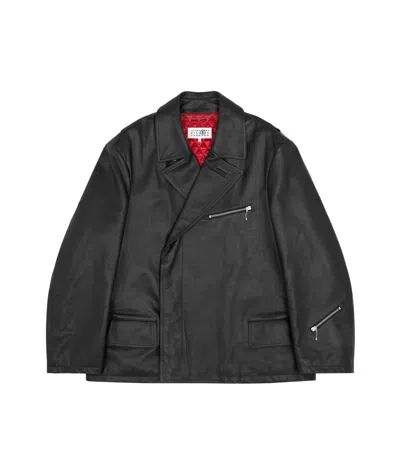 Mm6 Maison Margiela Zip-detailing Leather Jacket In Black