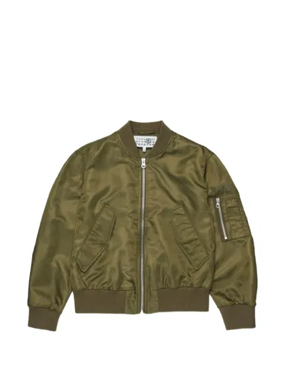 Mm6 Maison Margiela Kids' Long-sleeved Zip-up Jacket In Green