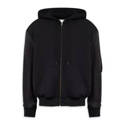 Mm6 Maison Margiela Hooded Jacket With Zip Fastening And Multiple Pockets In Black