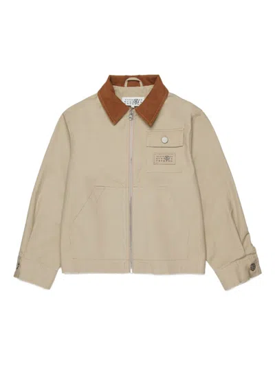 Mm6 Maison Margiela Kids' Corduroy-collar Bomber Jacket In Brown