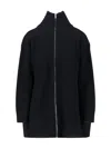 Mm6 Maison Margiela Zip-front Ribbed Jacket In Black