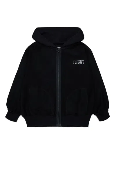 Mm6 Maison Margiela Zip Sweatshirt With Logo In Black