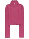Mm6 Maison Margiela Zip-up Cropped Cardigan In Pink