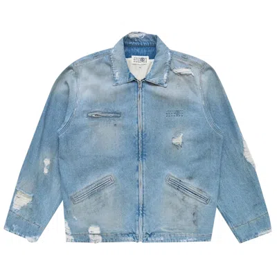 Pre-owned Mm6 Maison Margiela Zip-up Denim Jacket 'blue' | Men's Size 52