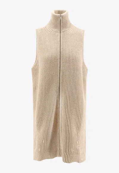 MM6 MAISON MARGIELA ZIP-UP HIGH-NECK KNIT TOP