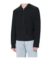 Mm6 Maison Margiela Zip Up Silk Jacket With Collared Neck In Black