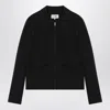 Mm6 Maison Margiela Zip Up Silk Jacket With Collared Neck In Black