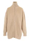 Mm6 Maison Margiela Zip-up Ribbed Cardigan In Neutral
