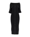 Mm6 Maison Margiela Zip-up Ribbed-knit Midi Dress In Black