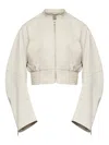 Mm6 Maison Margiela Zip-up Ruched Bomber Jacket In Neutral