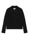 Mm6 Maison Margiela Zip Up Silk Jacket With Collared Neck In Black
