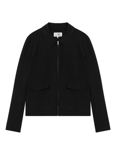 Mm6 Maison Margiela Zip-up Shirt Jacket In Black