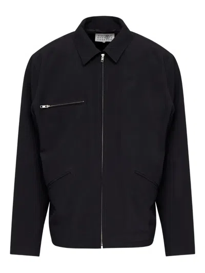 Mm6 Maison Margiela Light Wool Blend Zip Jacket Black