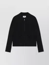 Mm6 Maison Margiela Zip Up Silk Jacket With Collared Neck In Black