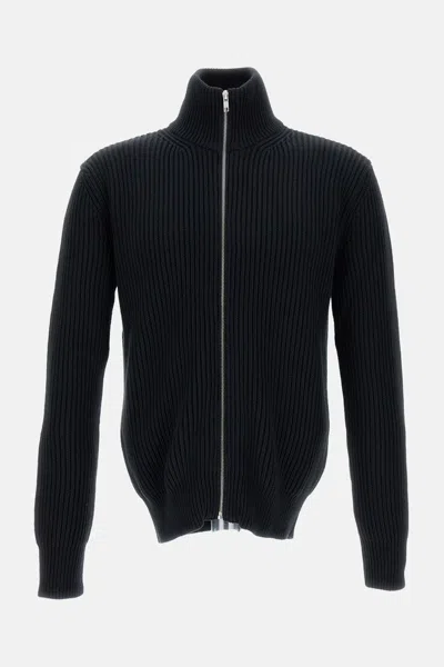 Mm6 Maison Margiela Black Cotton Zip-up Cardigan