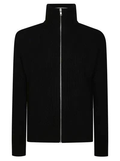 Mm6 Maison Margiela Zip-up Sweater With High Collar In Black