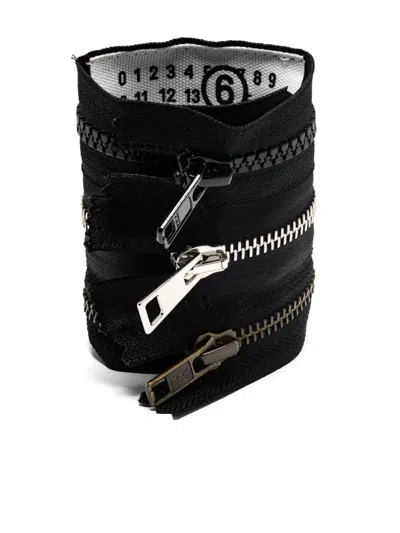 Mm6 Maison Margiela Zipped Bracelet In Black