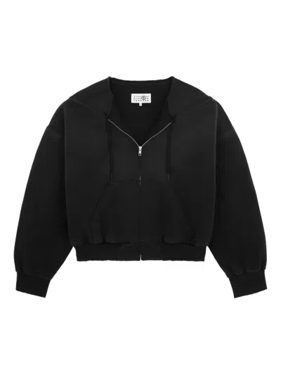 Mm6 Maison Margiela Hoodie Dropped Shoulders Drawstring Hood Kangaroo Pocket In Black