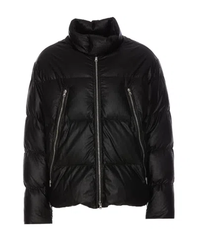 Mm6 Maison Margiela Zipper Long-sleeved Down Jacket In Black