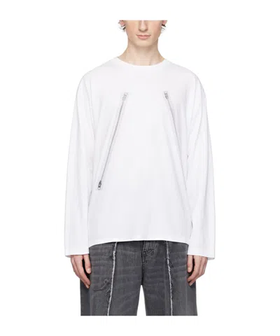Mm6 Maison Margiela Zipper-print Cotton T-shirt In White