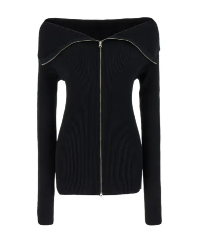 Mm6 Maison Margiela Zipper Sweater In Black