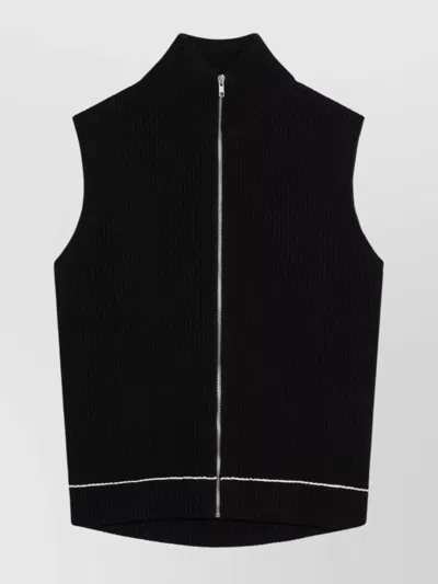 Mm6 Maison Margiela Zippered Cotton Blend Vest In Black