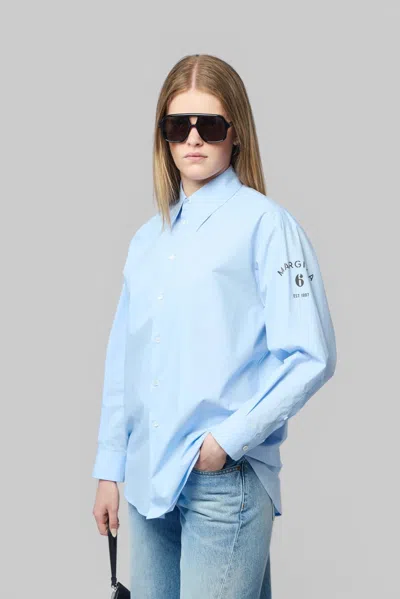 Mm6 Margiela Long-sleeved Shirt In Blue