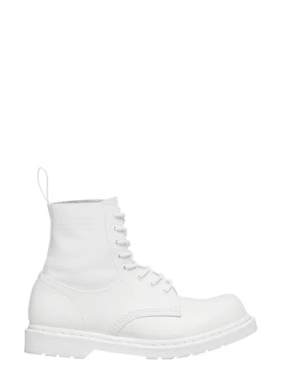 Mm6 X Dr. Martens Leather Motorcycle Boots In White