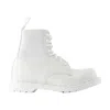 Mm6 X Dr. Martens Leather Motorcycle Boots In White
