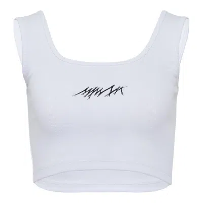 Mmam Logo Cropped Tank Top In White
