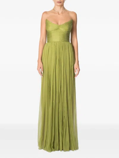 M.marquise Avra Ruched Silk Maxi Dress In Multi