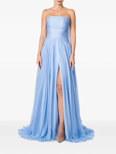 M.marquise Candy Strapless Pleated Maxi Dress In Red