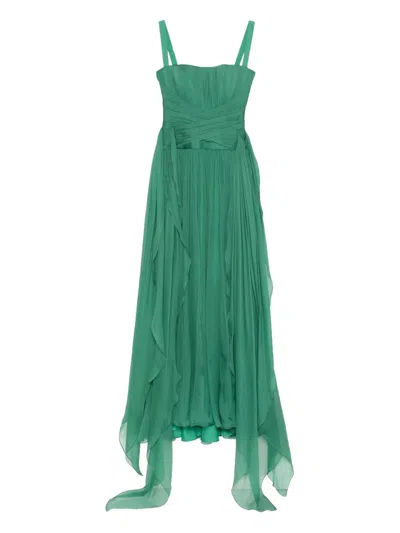 M.marquise Dione Chiffon Dress In Green