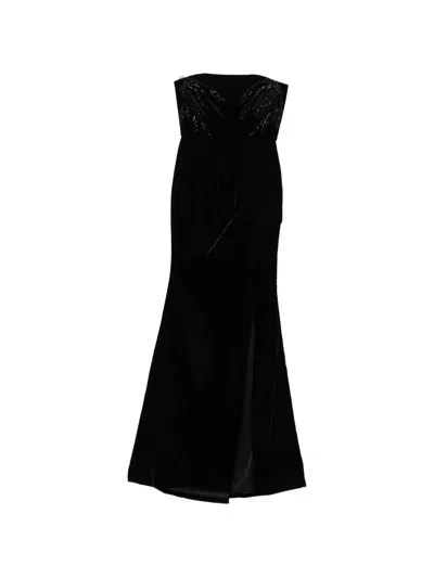 M.marquise Embellishment Slit Dress In Black
