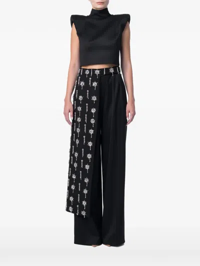 M.marquise Kya Padded-shoulder Top In Black