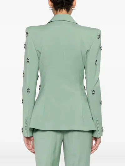 M.marquise Lixia Embellished Double-breasted Blazer In Green