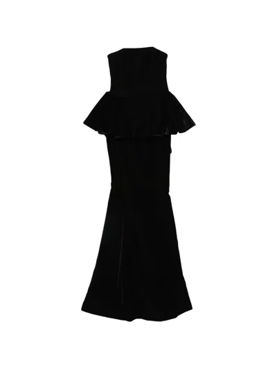 M.marquise Maria Strapless Peplum Maxi Dress In Black