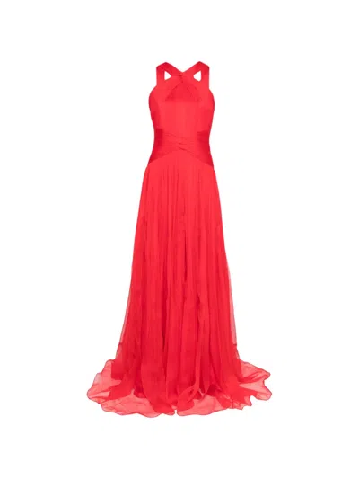 M.marquise Mayla Twisted Halterneck Maxi Dress In Red