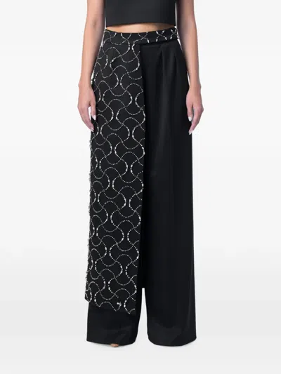 M.marquise Meda Crystal-embellished Wool Maxi Overskirt In Black