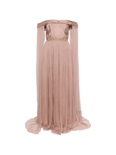 M.marquise Off-shoulder Embellished Maxi Dress In Neutral