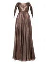 M.marquise Silvana Off-shoulder Maxi Dress In Brown