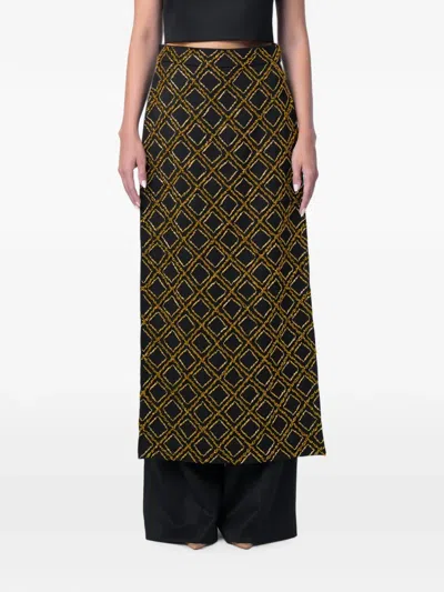 M.marquise Tana Embroidered Wool Maxi Overskirt In Black