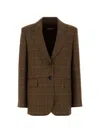 Mmc Studio Checked Wool Blazer In Brown