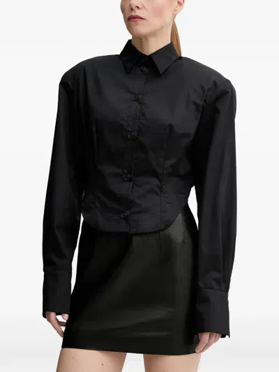 Mmc Studio Kor Button-fastening Shoulder Pad Shirt In Black